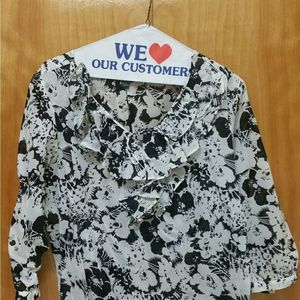 Lauren cotton voile black and white top